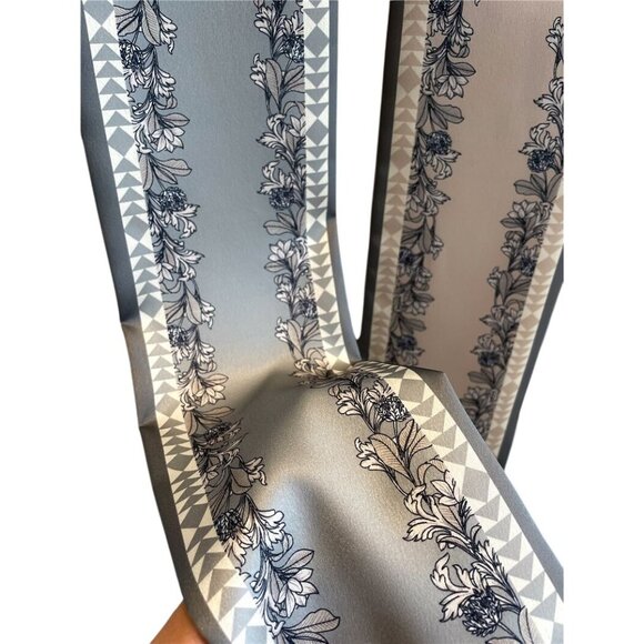 2/$30 Elegant Beige Gray Black Satin Neutral Sided Printing Silk Scarf - Picture 4 of 10